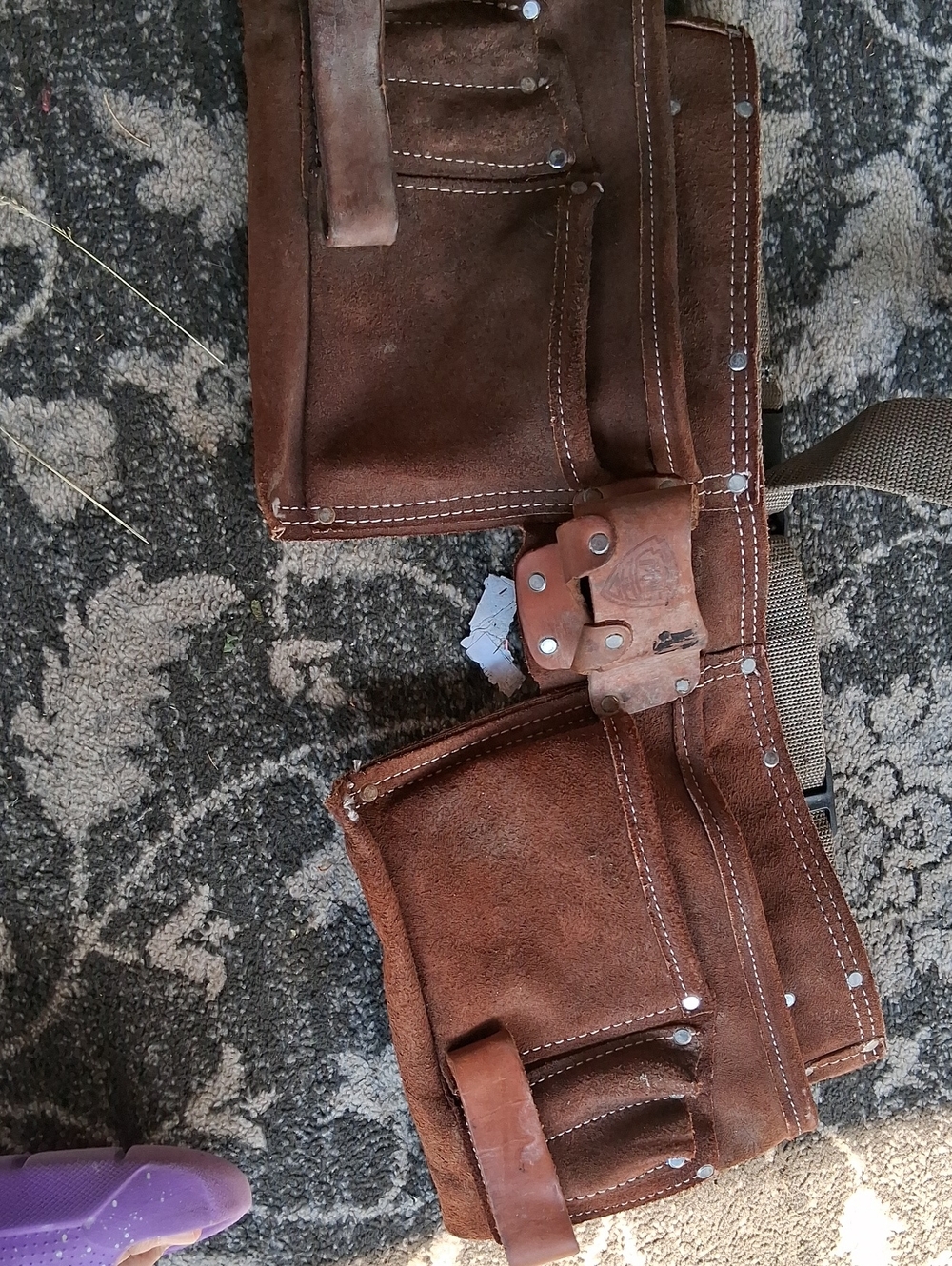 Men's Brown Suede Multi-Pocket Waist Tool Pouch Belt